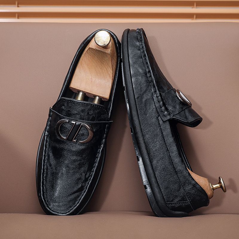Moški novi poletni udobni, zračni, z mehkim podplatom iz usnja, vsestranski klasični poslovni slog moških čevljev z fižolom_voghion.com