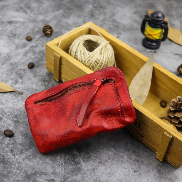 New Coin Purse for Men Vintage Mini Wallet Original Leather Card Case Holder Wallet Male Short Zipper Small Change Organizer Bag_voghion.com