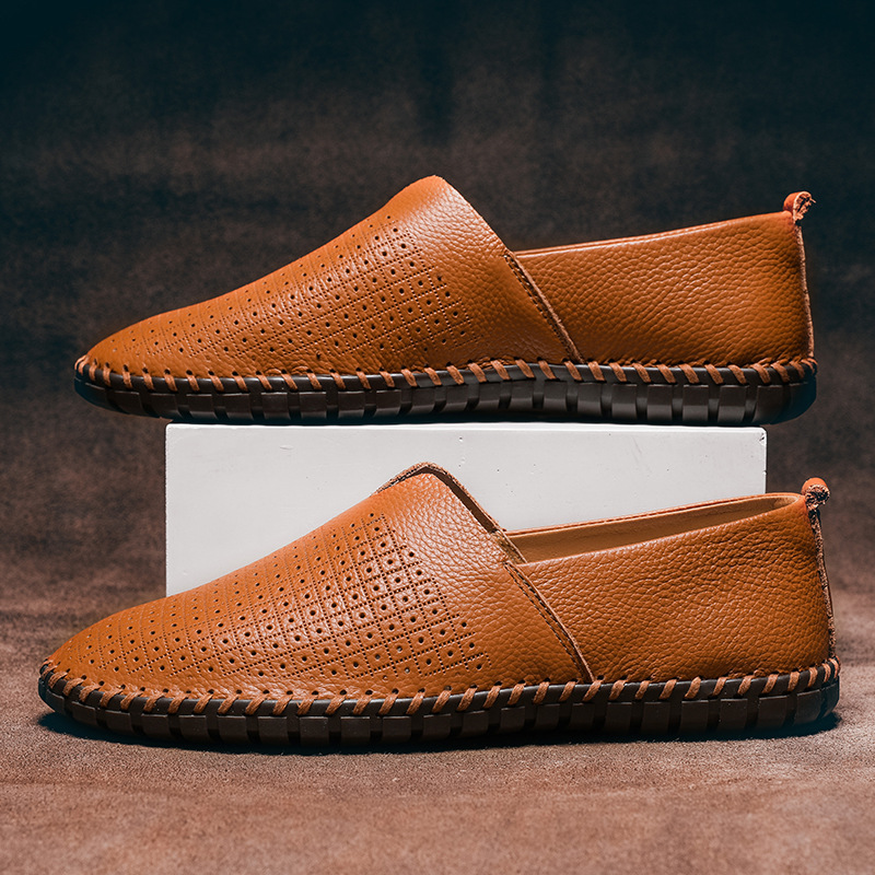 Scarpe da guida traspiranti basse, comode e comode, da uomo, in pelle, di qualità imbattibile, casual e alla moda._voghion.com
