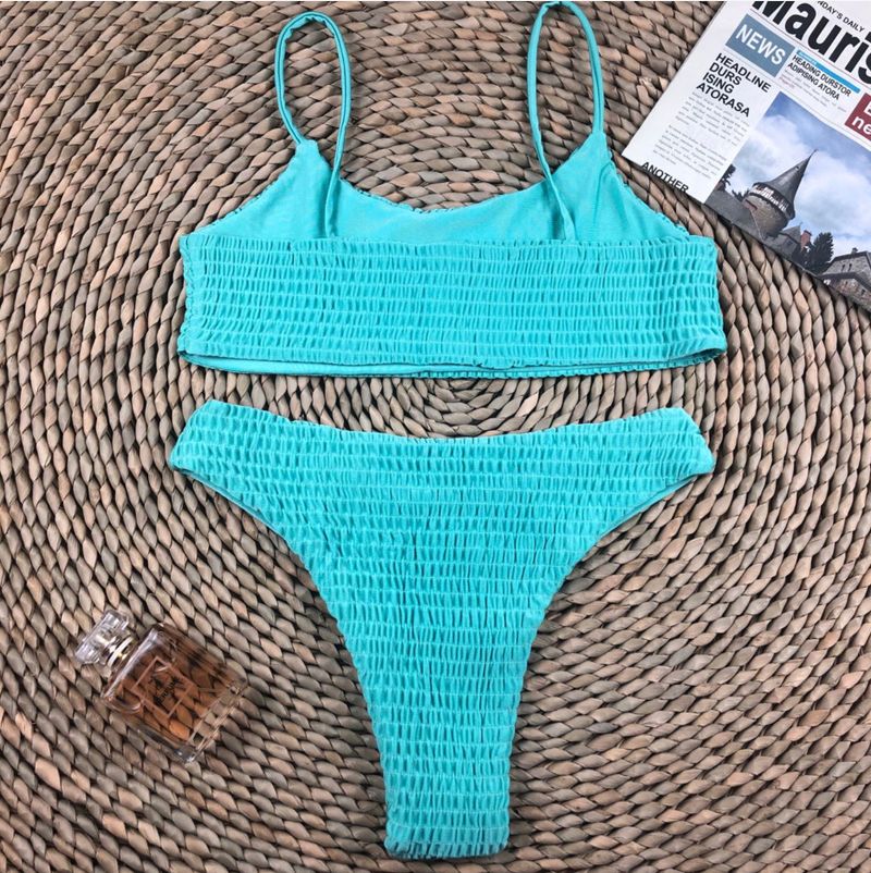 Costume da bagno caldo da donna, bikini sexy a triangolo plissettato _voghion.com