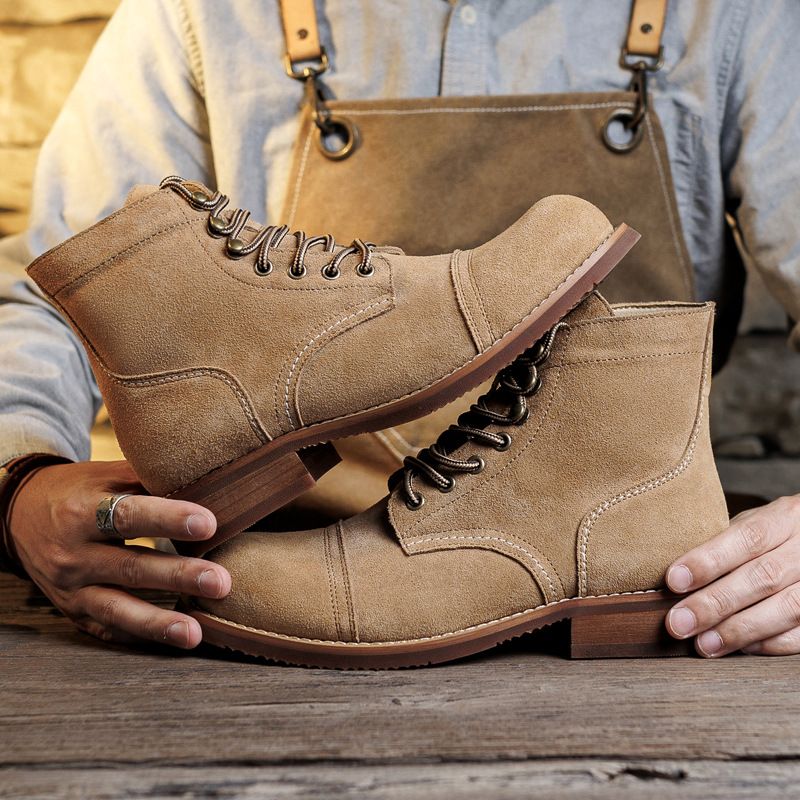 Martin 8111 American Suede Style Genuine Leather Work Men's Short Paratrooper Boots Cowhide 8083_voghion.com