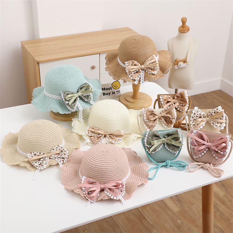 Borse in paglia per bambini, neonati estivi, ragazze all'aperto, cappelli, cappelli da sole da principessa_voghion.com