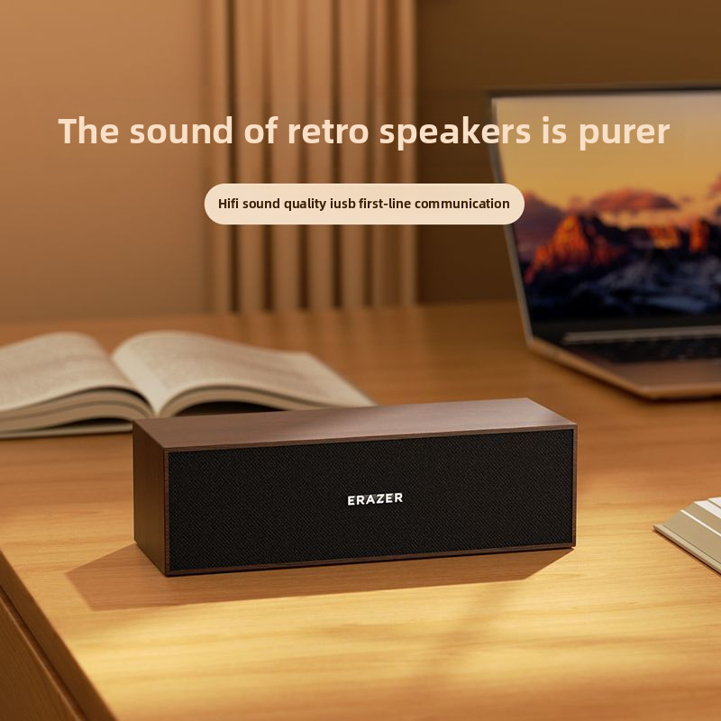 Lenovo Eco Power Bluetooth-luidspreker voor laptop en desktop, geschikt voor mobiele telefoons, houten D01_voghion.com