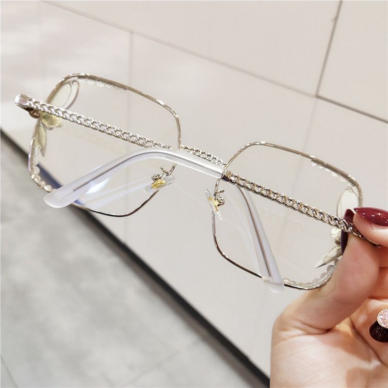 Nuovo specchio anti luce blu piatto da donna con borchie di diamanti, occhiali per computer, gioca con i telefoni cellulari, protezione per gli occhi_voghion.com