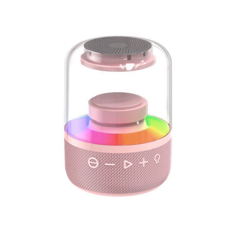 New Glass 3D Surround Wireless Bluetooth Subwoofer High Volume Portable Desktop Colorful Light Speaker_voghion.com