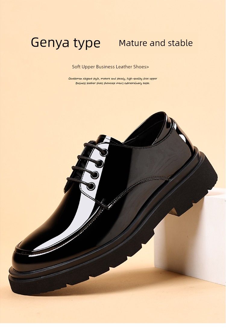 Primavera Homens Brilhantes Couro Juventude Estilo Britânico Sola Grossa Altura Aumentando Negócios Fantasia Cabeleireiro Vestido Sapatos Grandes_voghion.com