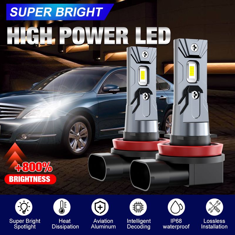 Fari a LED Canbus H8 H9 H11 20000LM H16JP 9005 HB3 9006 HB4 LED 1:1 Mini Lampada 3570 CSP Lampadine per fari auto 6000K 12V_voghion.com