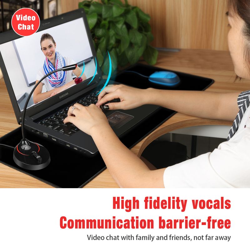 Microphone USB pliable à 360 degrés pour ordinateur, chat vocal sans pilote, microphone de vidéoconférence_voghion.com