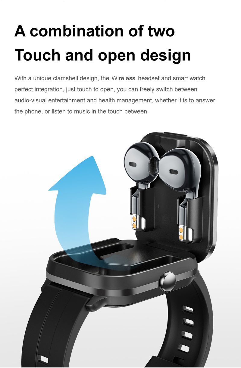 D8Pro Çok Fonksiyonlu Akıllı Saat Kulaklık İki Bir Arada Bluetooth Çağrı Sağlık İzleme NFC Spor Saati_voghion.com