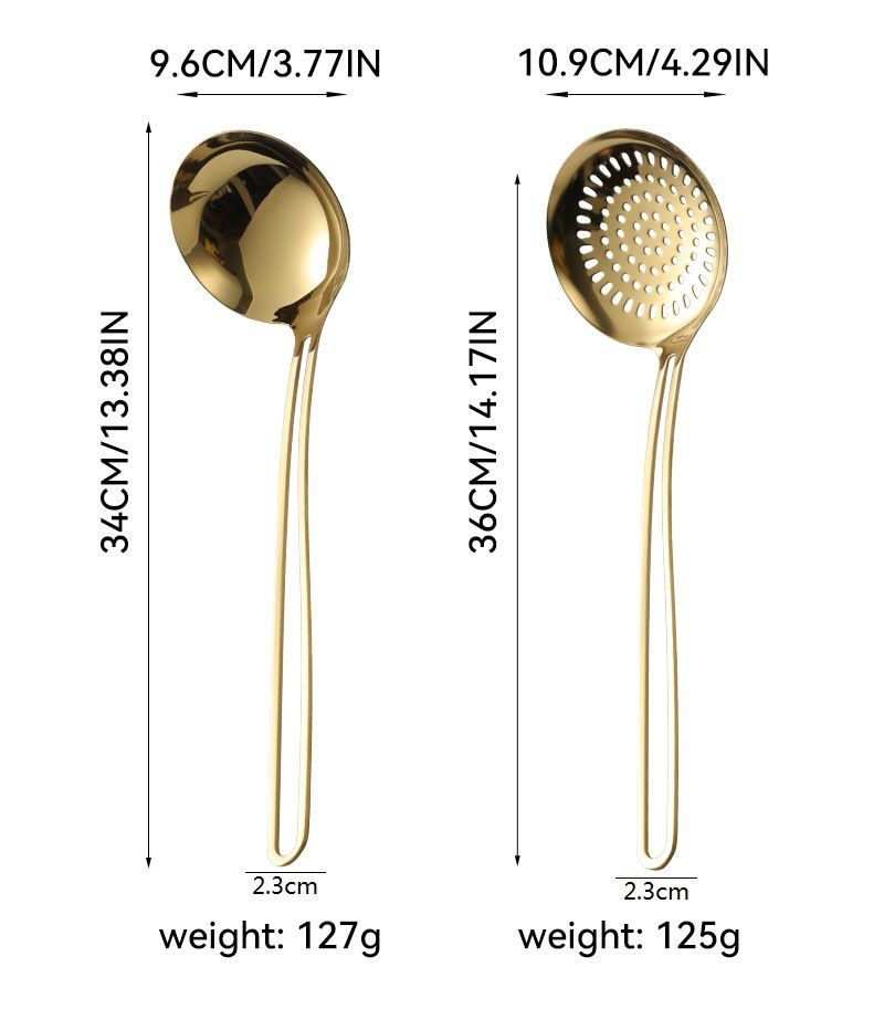 Set di utensili da cucina in acciaio inossidabile – 8 pezzi: spatola forata, cucchiaio forato e forchettone per pasta – utensili resistenti al calore e antiscivolo con manico cavo_voghion.com