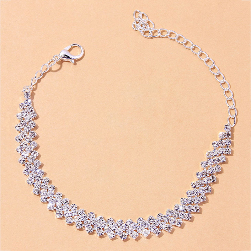 Shuosbai 1-delige verstelbare verlengde ketting met sprankelende persoonlijkheid, versierd met ruitvormige voet en strass-stretch enkelband voor vrouwen_voghion.com