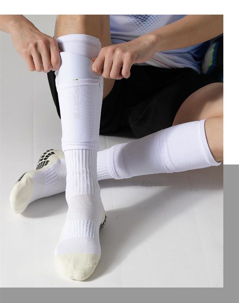 Calzini da calcio corti a doppio strato traspiranti con protezioni per le gambe, da uomo, da abbinare a partite professionali_voghion.com