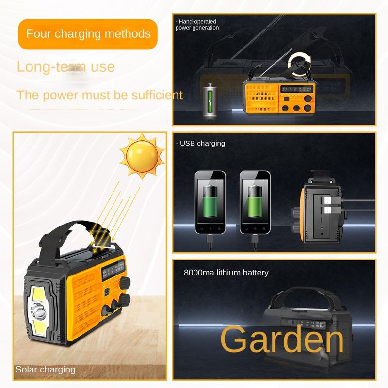 2024 Solar Radio Multifunctional Hand Charging Radio Portable Emergency Radio_voghion.com