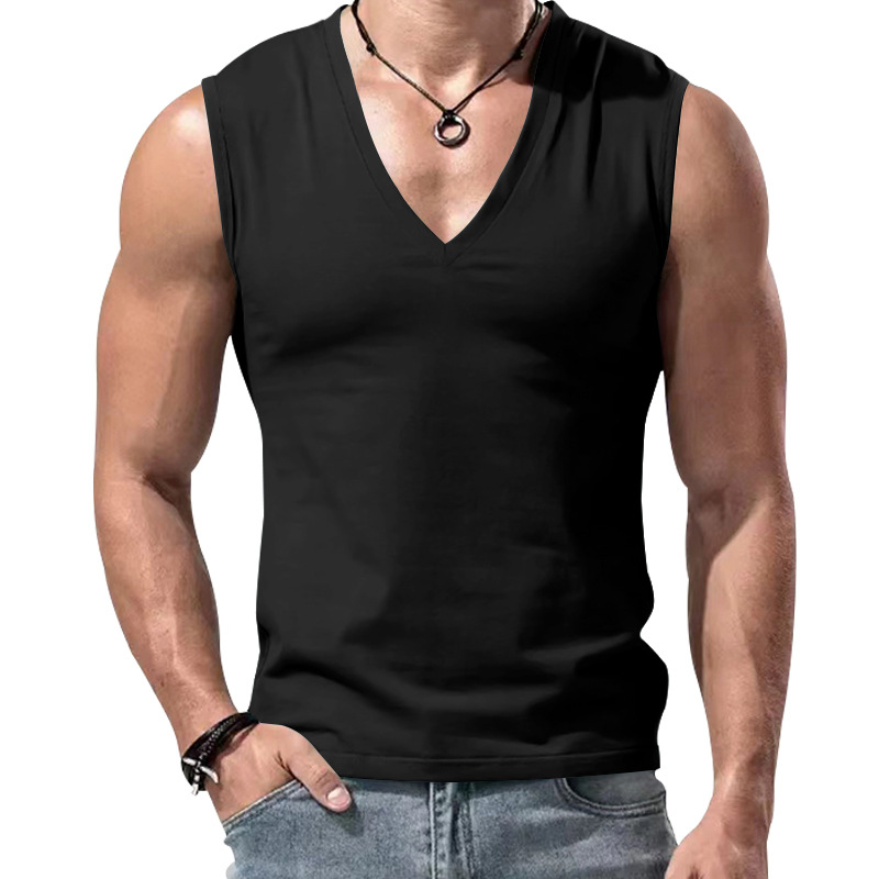 24 Gilet da uomo estivo, nuovo, tinta unita, ampio, con scollo a V, stile semplice e casual_voghion.com