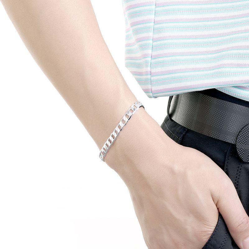 Fine sterling sier Classic 6MM geometric side chain Bracelet for man woman fashion Wedding party gifts temperament_voghion.com