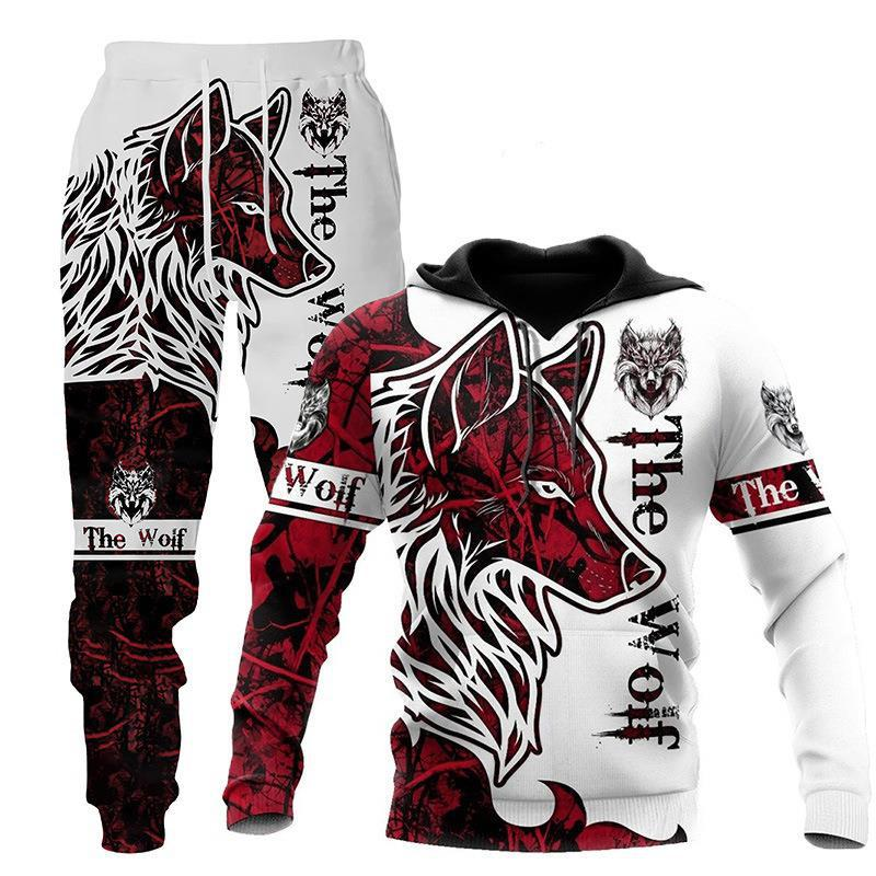 2024 New Tiger Animal Pattern 3D Printed Hooded Men's Sweater Set_voghion.com