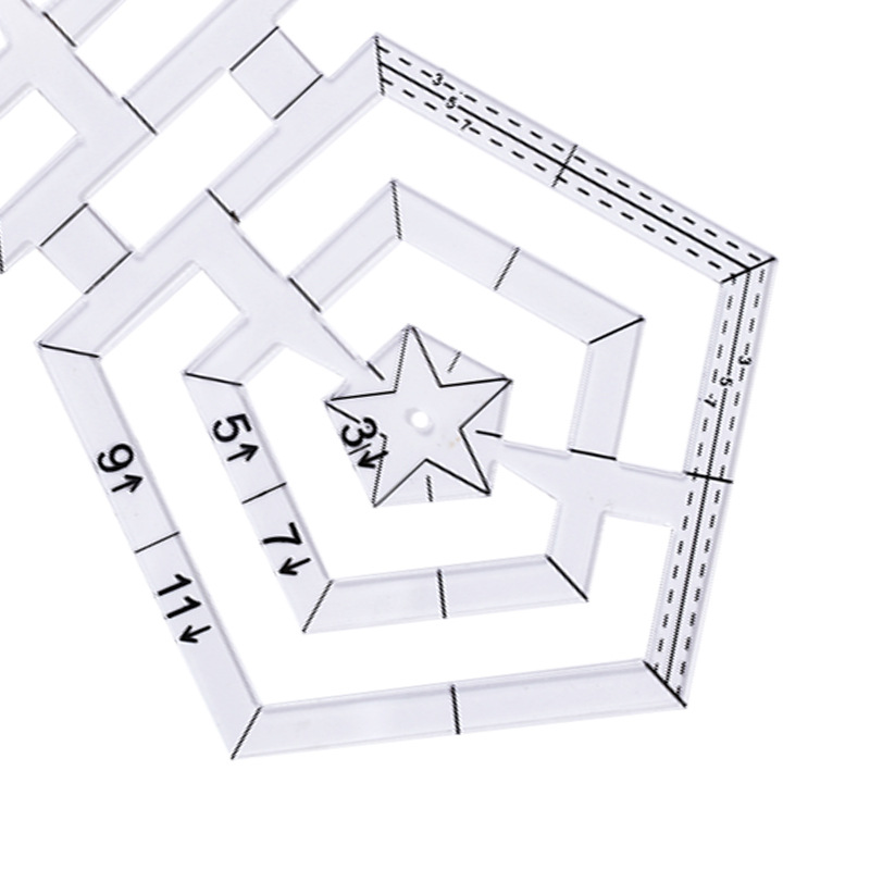 1 pz righello per quilting acrilico doppio pentagono strumento per quilting righello per grafici quilting fai da te_voghion.com