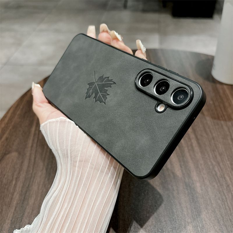 Pour Samsung Galaxy A55 A35 A25 A15 A54 A34 A24 A14 A23 A13 A52 A12 A04s Étui Rétro Vintage En Cuir D'agneau Tissu Feuille_voghion.com