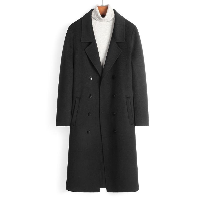 Hue Hue 2025 High-End 100% Double-Sided Premium Woolen Jacket Men's Over-Knee Wool Coat Wholesale_voghion.com