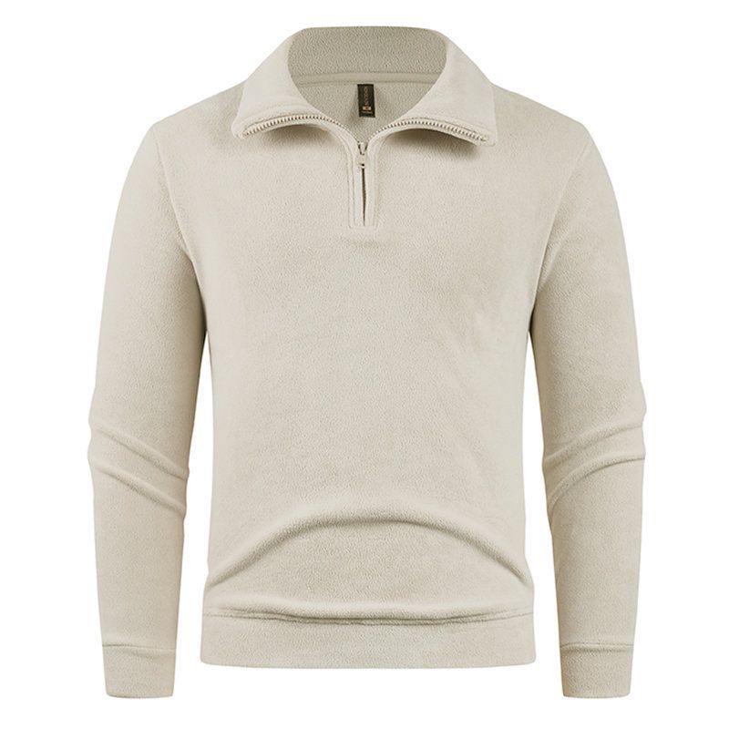 Herren-Sweatshirt aus doppelseitigem Sherpa-Fleece mit halbem Reißverschluss, 400 g/m² – Thermo-Pullover mit Stehkragen für den Winter – Schwere, lässige Streetwear (M bis 4XL)_voghion.com
