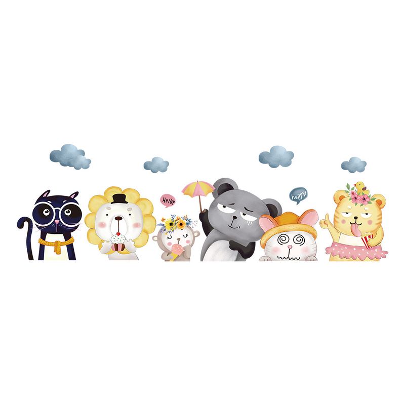 Cartoon 6 cats and tigers PVC frosted JS-N children's room kindergarten decoration wall stickers_voghion.com