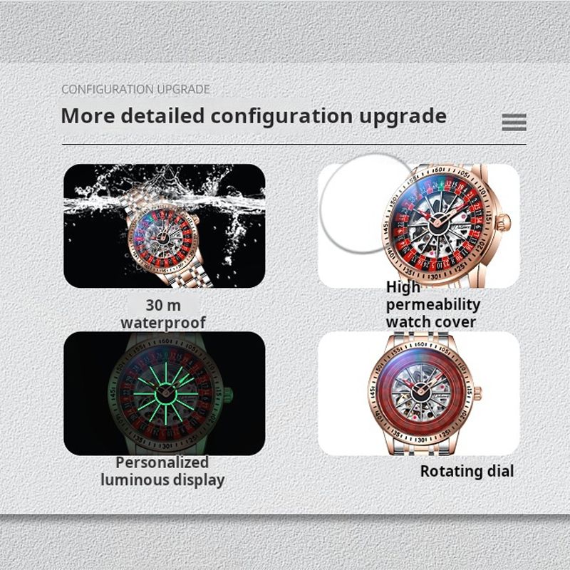Fashion Rotatable Inner Dial Skeleton Mechanical Watch For Men Luminous Hands Steel Leather Band Automatic Watches_voghion.com