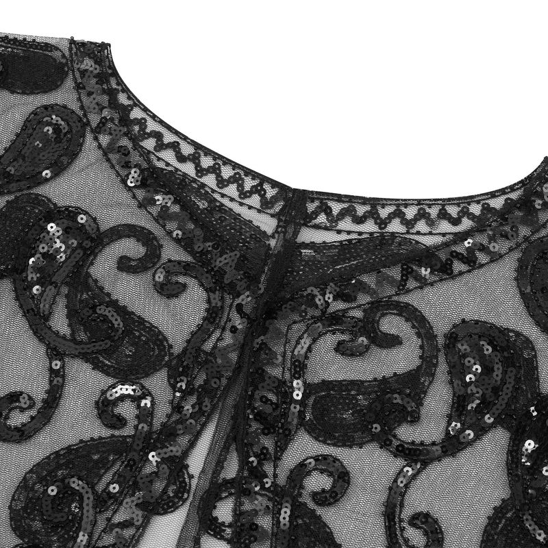 Scialle con perline e paillettes retrò K per donna; piccolo cardigan versatile._voghion.com