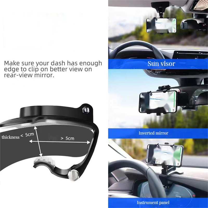 3 en 1 support de téléphone de voiture tableau de bord rétroviseur téléphone portable support de navigation GPS support de téléphone automatique réglable pour iPhone 13_voghion.com