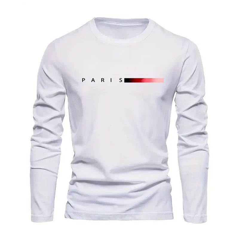 T-shirt à manches longues imprimé graphique pour homme - Coupe oversize avec lettrage 3D, polyester évacuant l'humidité pour le streetwear (tailles XXS à XXXL)_voghion.com