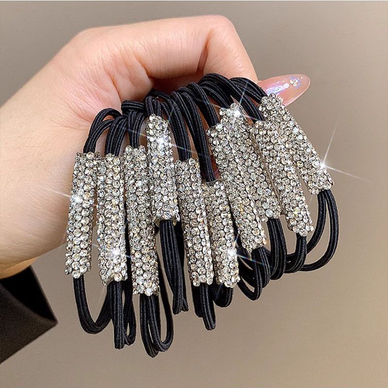 Hot selling Internet celebrity super flash one-word drill horsetail buckle head rope high-grade durable ball hair circle rubber band high elasticity_voghion.com