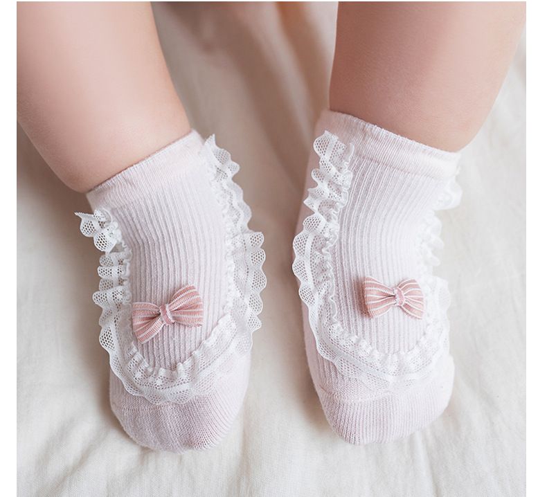 Spring and summer baby lace socks non-slip loose leg combed cotton mesh breathable newborn girl socks baby_voghion.com