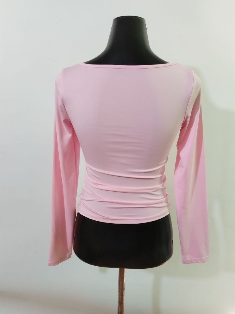 T-shirt a maniche lunghe slim fit ispirata da donna – Top girocollo con spalle scoperte in tessuto elasticizzato in seta di latte, versatile per autunno e inverno_voghion.com