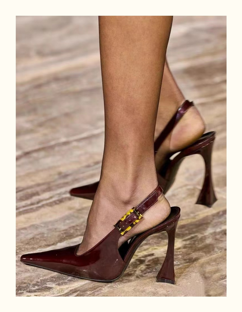 Park Caiying Rose-Toe-Sandalen für Frauen 2024 Frühling neue spitze Zehenrückseite leere Schuhe Lackleder Stiletto sexy High Heels_voghion.com