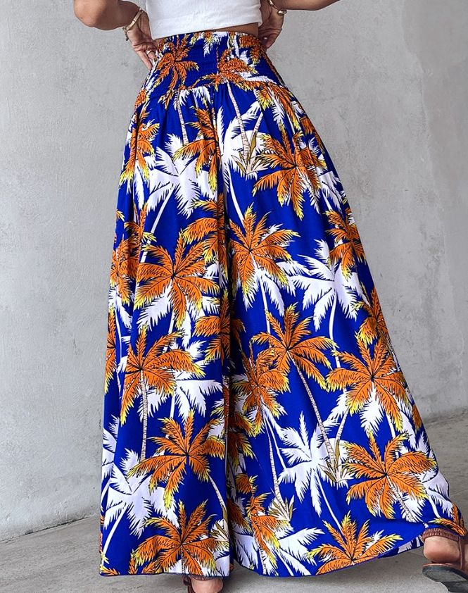 Damenbekleidung, Kollektion mit bedruckter Taille, Freizeithosen, Hosen mit weitem Bein_voghion.com