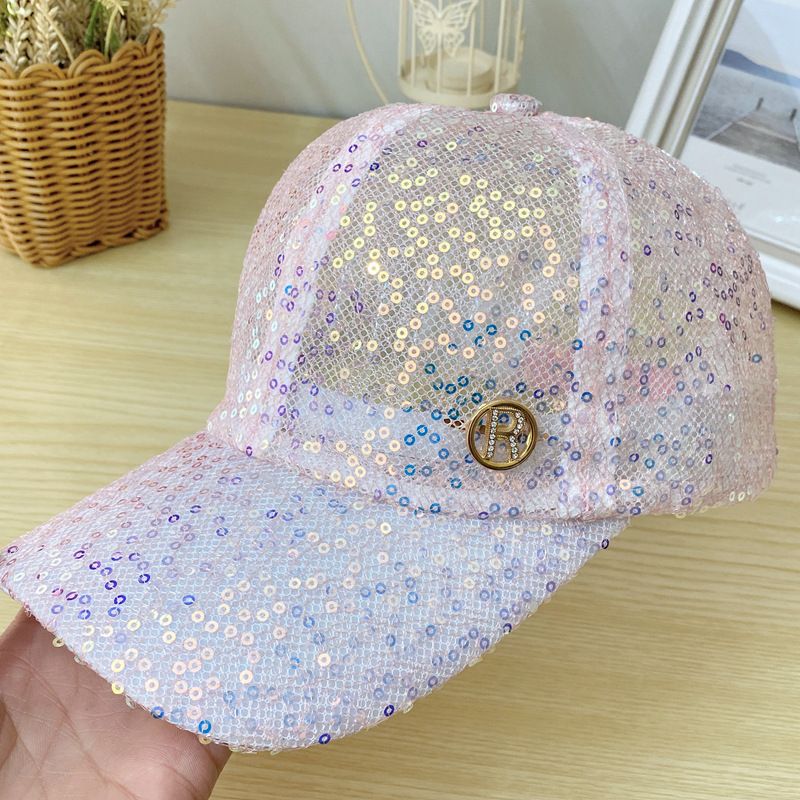 Versione coreana di Ins sottile pizzo maglia scavata traspirante paillettes baseball per donna estate sole protezione versatile_voghion.com