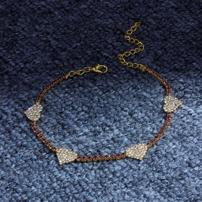 Japanese and Korean beautiful diamond-embedded peach heart Anklet women's fresh style beach cute eye-catching novel Anklet Anklet_voghion.com