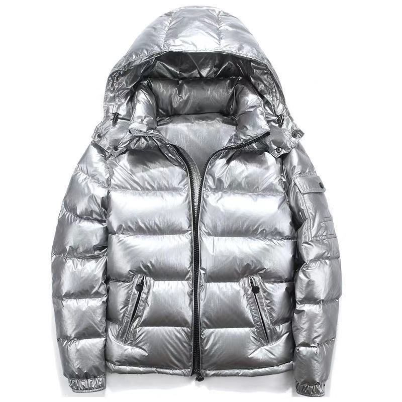 Sulemantel Bright Face Trend kapuutsiga lühike paks talvepommitaja läikiv puffer meeste jope_voghion.com