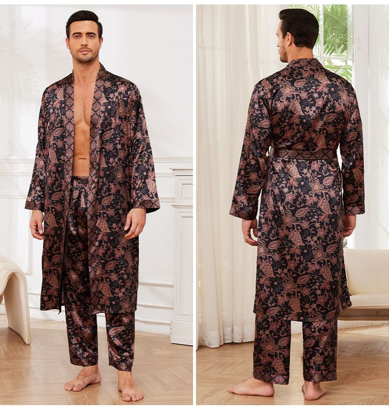 New Loungewear Men's Autumn Thin Long Sleeve Pajamas Bathrobes_voghion.com
