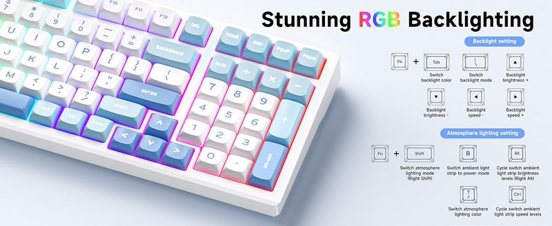G98 PRO Wireless Gaming Keyboard, Tri-Mode Connection Mechanical Keyboard, Hot Swappable Custom Gasket Structure, Pre-lubed Linear Switches, Double Sh_voghion.com