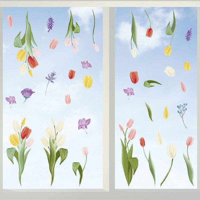 Ove's new tulip flower double-sided ADJ1006 window decoration electrostatic wall sticker_voghion.com