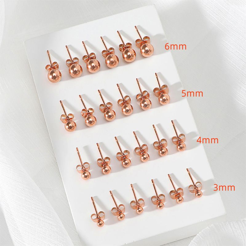 Live Streaming Elegant Mini Rose Plated Smooth Bead For Women Titanium Steel Small Gold Bean Earrings_voghion.com