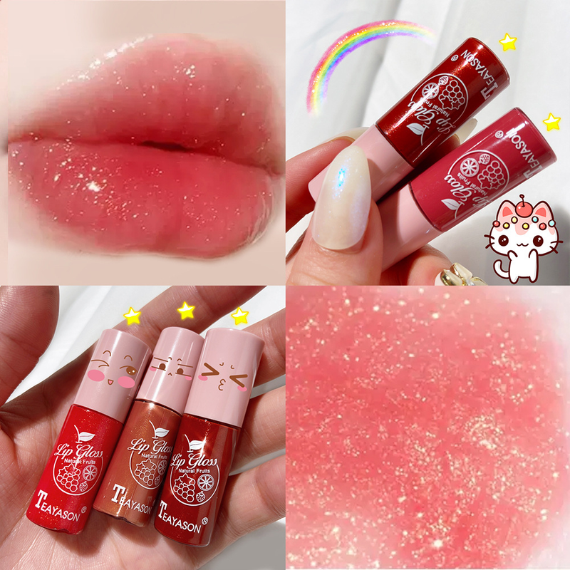 Dudu Farblose transparente Farbe Helle Kristallhonigglaslippe Feine funkelnde Perlenlichtband Glänzendes Gelee_voghion.com