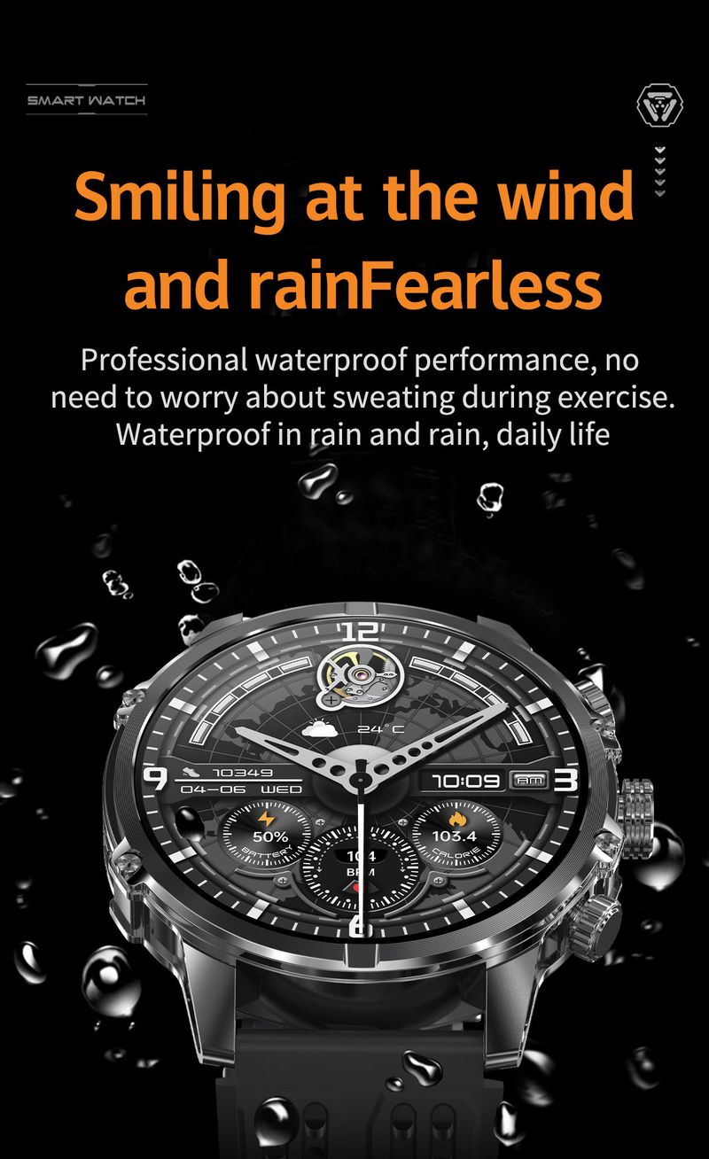 Smart Watch Amoled BT Call 600mAh Großer Akku Outdoor LED Taschenlampe Sport Fitness Tracker Gesundheitsmonitor Männer Smartwatch für Android iOS_voghion.com