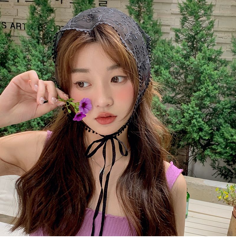 Korean countryside fashionable spicy girl hook flower triangular headscarf women's handbag head spring and summer style_voghion.com