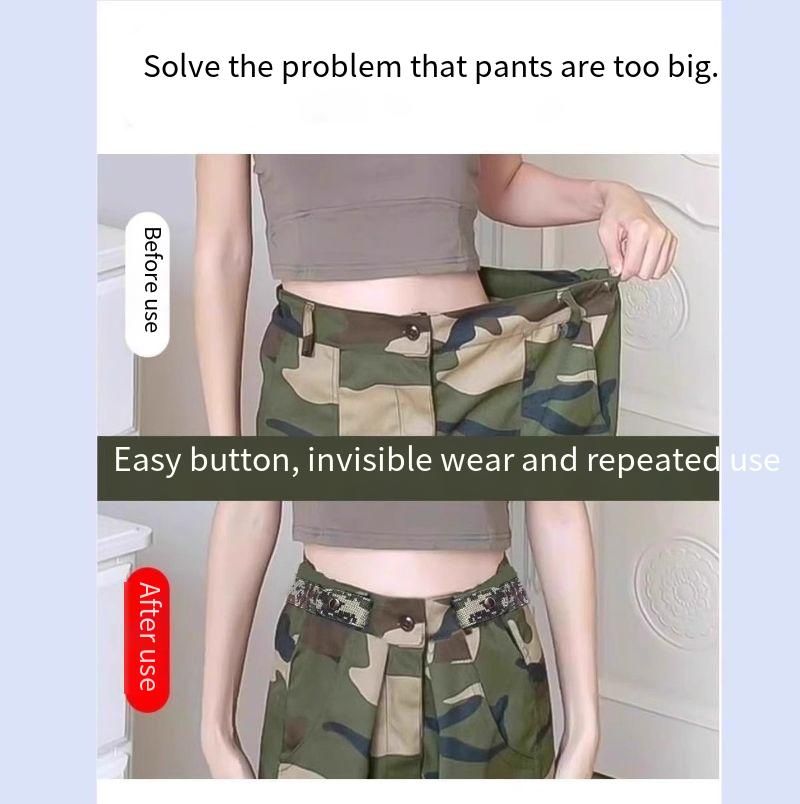 Militärtraining Lazy Belt Damenjeans Elastischer Bund Versteckter Gürtel Taillenumfang Große Änderung Kleiner Bund Elastischer Gürtel_voghion.com