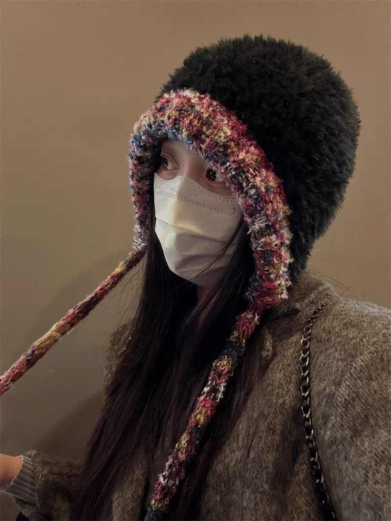 2024 Nuovo cappello lavorato a maglia con testa grande fatto a mano per bambini autunno e inverno, cappello lavorato a maglia con protezione per le orecchie caldo e spesso, mostra le dimensioni del viso_voghion.com