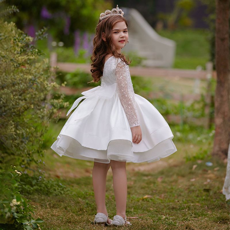 Mother & Kids children's dress performance costume long-sleeved sequined dress birthday party princess dress_voghion.com