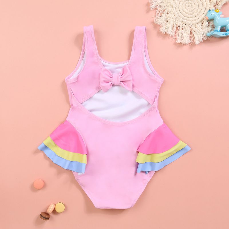 Costum de baie dintr-o bucată pentru mame și copii, cu volane, flamingo, confortabil, elastic, de înaltă calitate_voghion.com