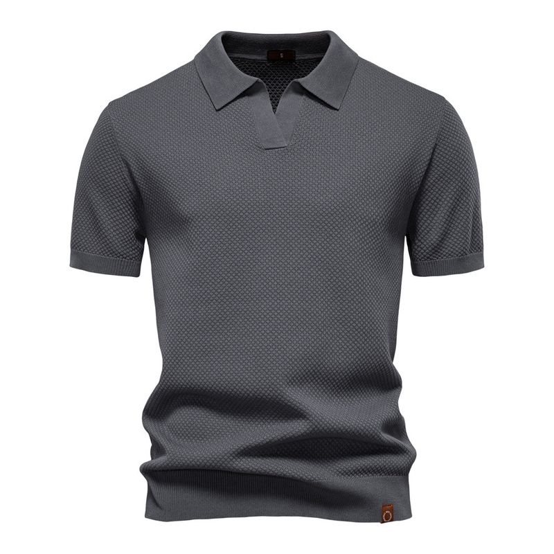 2025 Summer High Quality European Pineapple Pattern Woolen For Business, Seagull Collar, Men's Short Sleeve Sweater Polo_voghion.com
