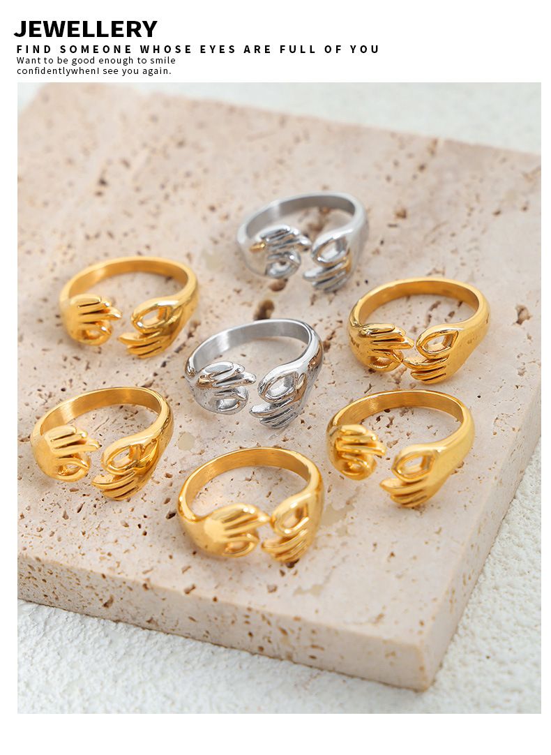 Personality Exaggerated Ring Gesture Titanium Steel Couple Ring Women's Niche Design High-cold Fashion Ring Jewelry_voghion.com